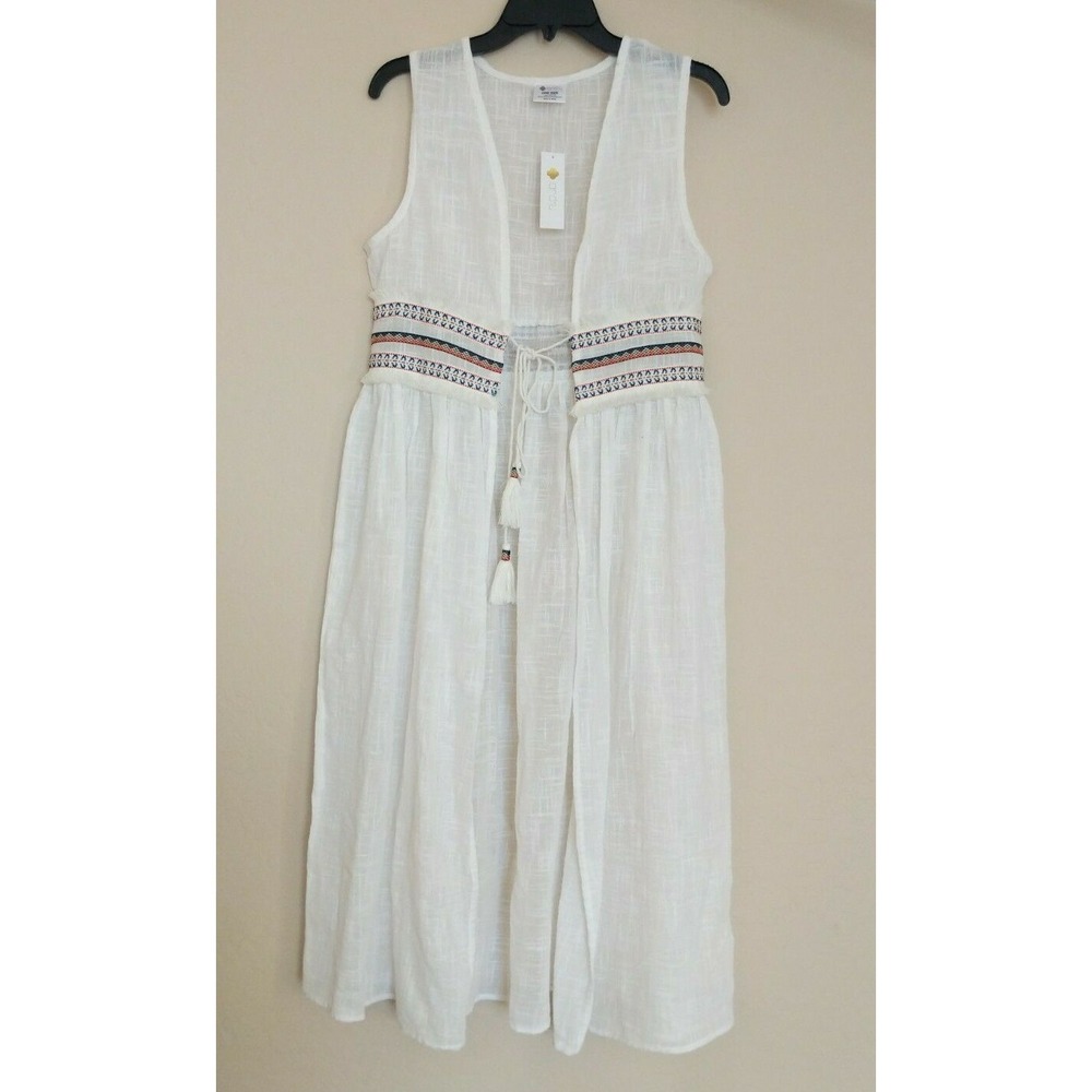 Landry Beach Women's One Size  Cotton Cover Up  Embroidered Dress White NWT
